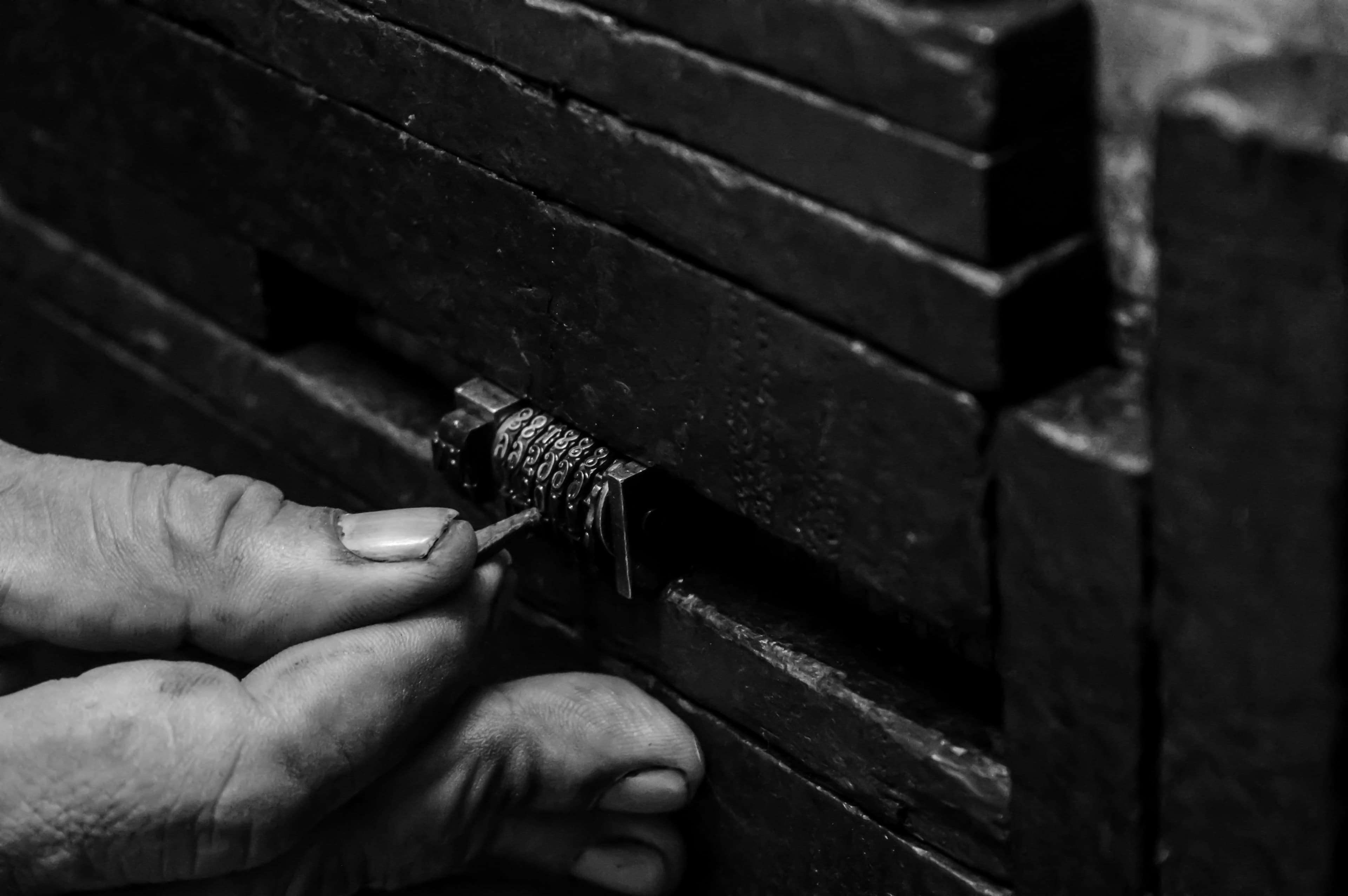 man picking lock
